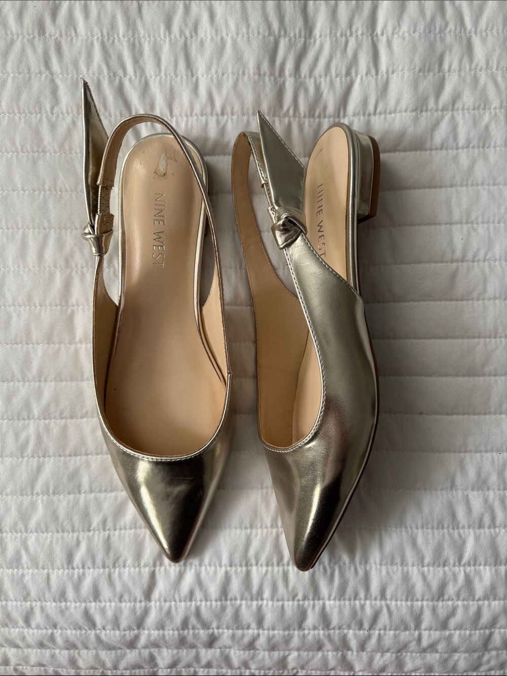 Nine West Metallic Pointed Slingback Flats